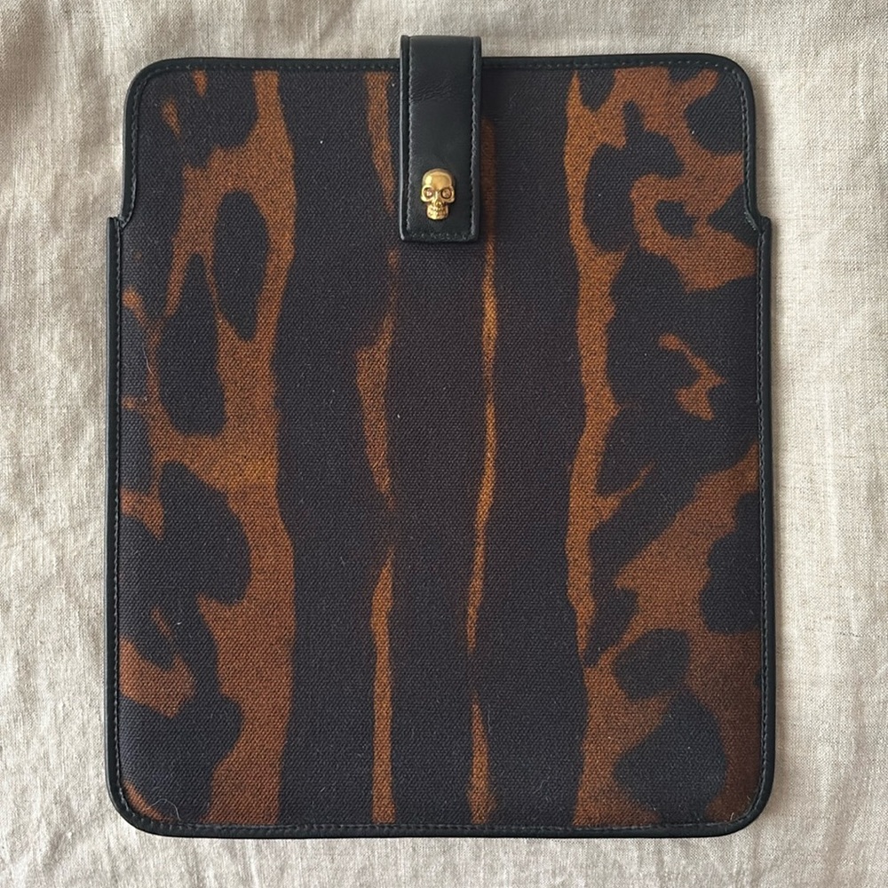 ALEXANDER MCQUEEN Ocelot Print Canvas IPad Case